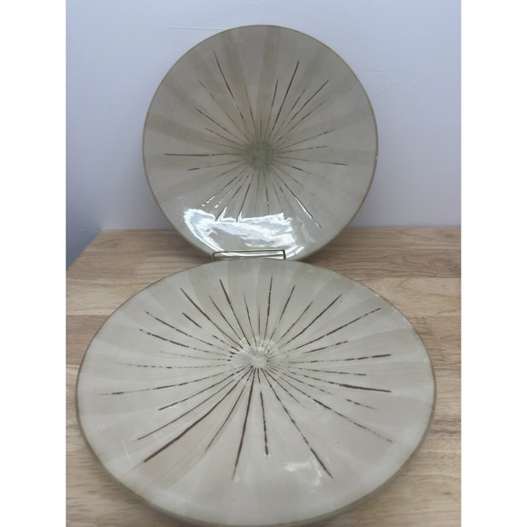 Pier 1 Sanctuary Stoneware 11-1/2" Dinner Plates Brown Starburst Lot Of 2 #51 - Picture 1 of 6